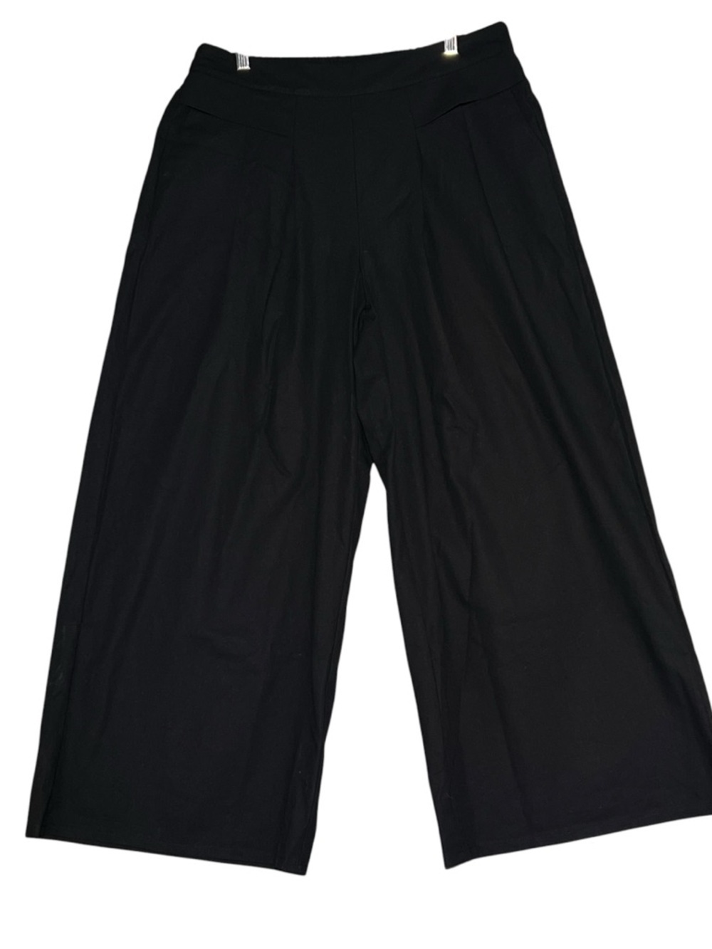 BUDDHA STONES Black Wide Leg Cotton Linen Trousers High Waist Women XXXL 3XL NEW - Picture 2 of 14